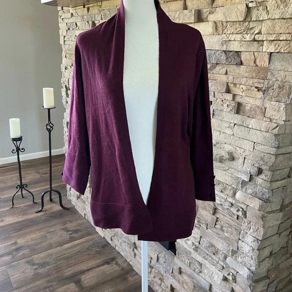 Evolution by Cyrus Open Cardigan Lightweight Super Soft Merlot Size M & XS - Picture 2 of 8